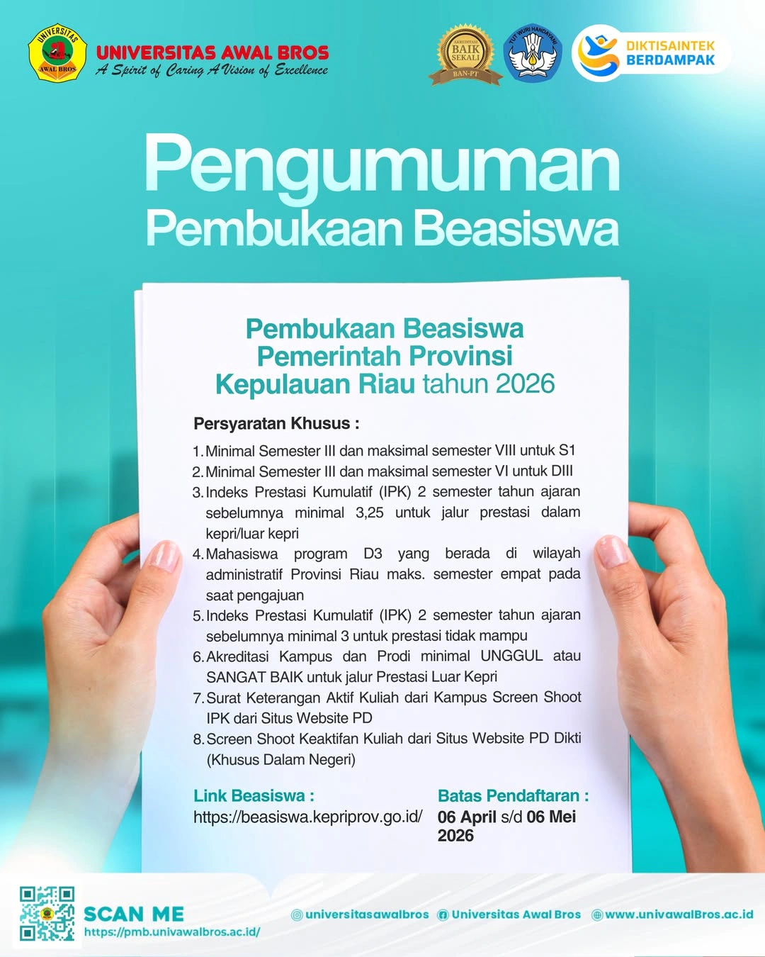 Peluang Emas! Beasiswa Pemerintah Provinsi Kepulauan Riau 2026 Resmi Dibuka